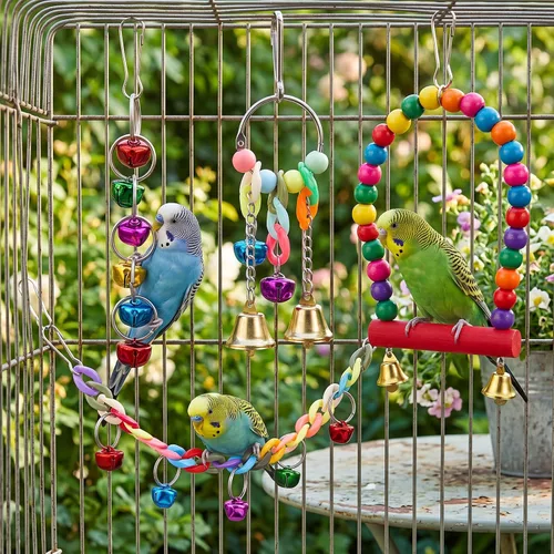 Vista 6 de 14 piezas de periquito cacatúa pájaro juguete con plataforma
