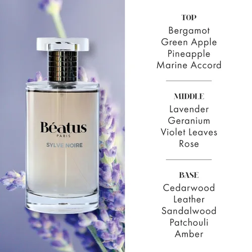 Vista 2 de Beatus Paris Sylve Noire - Colonia de lujo para hombres - Fragancia de larga duración con notas de bergamota, manzana verde, sándalo y aroma a