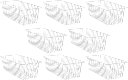 Vista 10 de SANNO Organizador de cesta para congelador, divisor de almacenamiento de alambre de metal para refrigerador, contenedores domésticos con asas