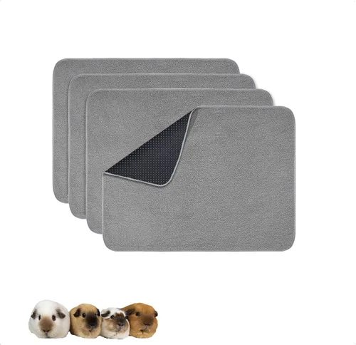 Vista 14 de Forro para jaula de conejillo de indias, paquete de 2 – Lavables, reutilizables, a prueba de fugas, almohadillas de cama de vellón para animales