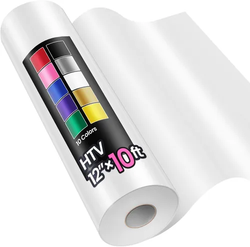 Vista 11 de Rollos de vinilo de transferencia de calor HTV de 12" x 10 pies, negro, Sooez HTV vinilo para camiseta, vinilo para planchar, fácil de cortar