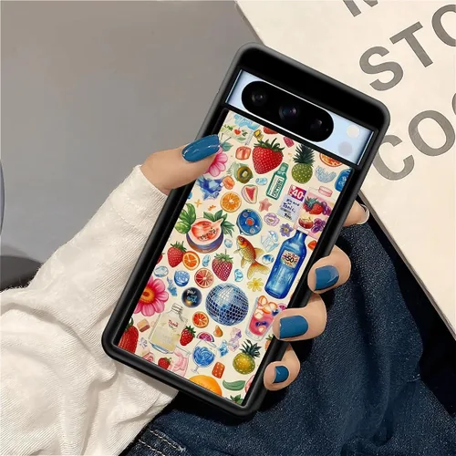 Vista 587 de Compatible con Google Pixel 4A 5G Mobile Case Creative Acrylic Panel trasero Silicona Protección Grip especialmente diseñado para Google Pixel 4A 5G