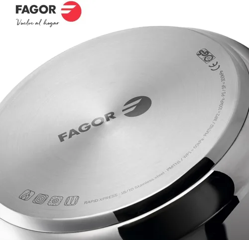 Vista 7 de Fagor Rapid Xpress - Olla a presión 6 litros, inducción, súper rápida, acero inoxidable 18/10, todo tipo de cocinas, parte inferior termodifusora, 2