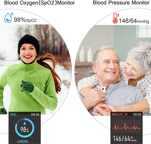 Vista 2 de Popglory Reloj inteligente, reloj inteligente con presión arterial, monitor de oxígeno en sangre, monitor de actividad física con monitor