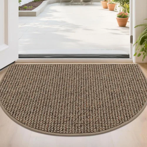 Vista 14 de BEQHAUSE Tapete Atrapa Suciedad para Puerta 17" x 30" Semicírculo Antideslizante Lavable Tapetes de Entrada Alfombras Absorbentes de Bienvenida