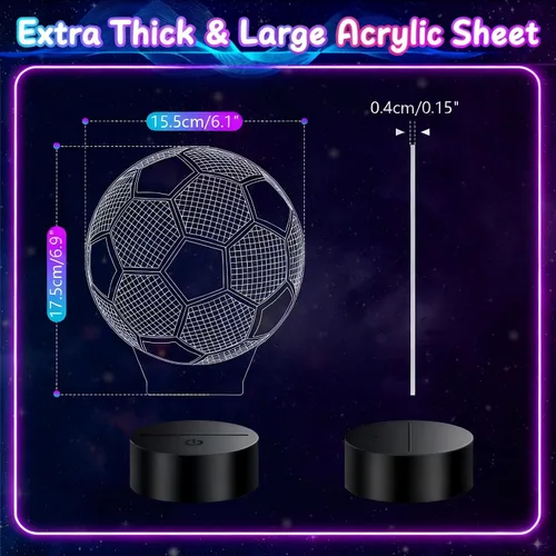 Vista 3 de Regalos de fútbol para niños de 8 a 12 años, lámpara de fútbol con ilusión 3D, regalos para niños, adolescentes, niños y niñas, 5, 6, 7, 8, 9, 10