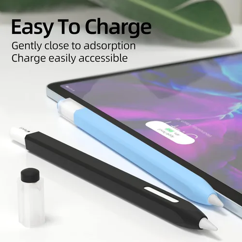 Vista 3 de Paquete de 2 estuches compatibles con Apple Pencil Pro/Apple Pencil de 2ª generación, funda de silicona antideslizante, compatible con carga