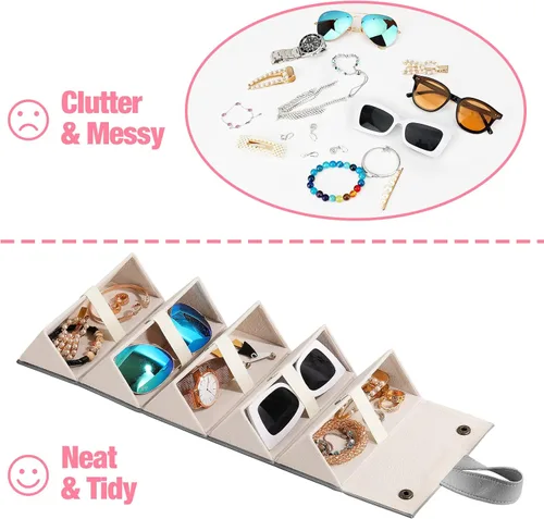 Vista 5 de MoKo - Organizador de gafas de sol con 5 ranuras, estuche de viaje para gafas de sol portátil, estuche de almacenamiento para mujeres y hombres