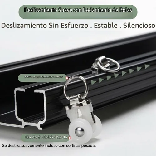 Vista 3 de ZSHINE Riel Doble Unido para Cortinas, Longitud Personalizable, Montaje en Techo o Pared, Rieles de Cortina Resistentes para Sala de Estar, Negro