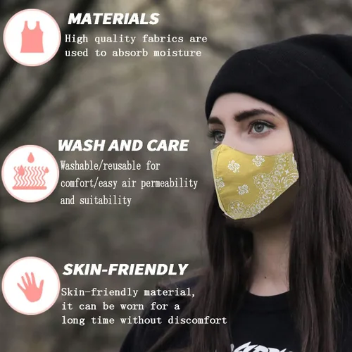 Vista 3 de Bandana de la cubierta de la cara, máscara de tela de algodón suave media cara protectora, pasamontañas de cachemira unisex de moda, Balaclava