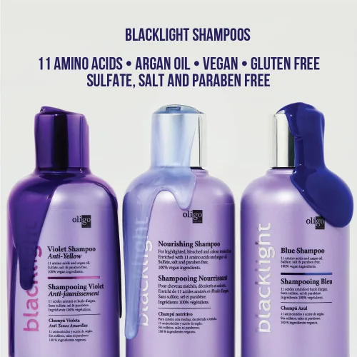 Vista 4 de Champú Oligo negro azul para cabello rubio, 8,5 onzas