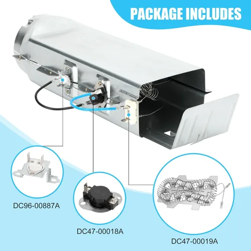 Vista 2 de Elemento calefactor para secadora DC97-14486A con OEM DC96-00887A, Compatible con secadora Samsung dv40j3000ew/a2 dv45h7000ew/a2 dve50r5400v/a3