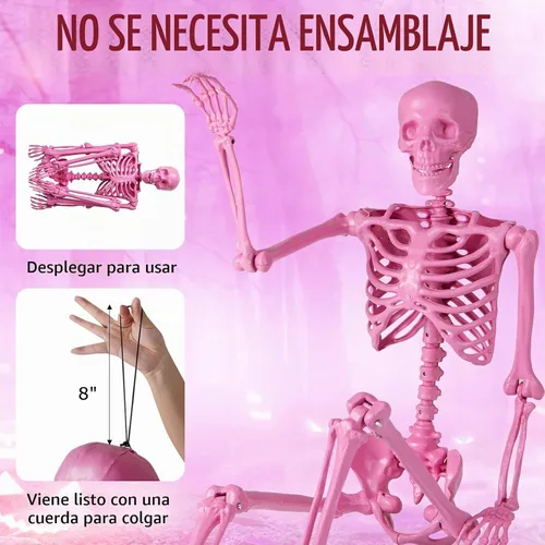 Vista 4 de Tangkula Decoración de esqueleto rosa de tamaño real de 5.2 pies