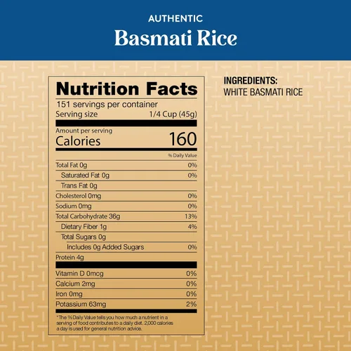 Vista 2 de Royal - Arroz Basmati Blanco de Grano Largo Auténtico Envejecido Naturalmente - 15 lbs