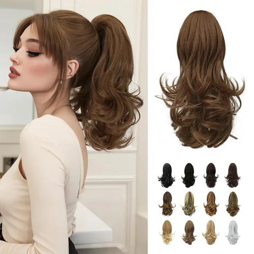 Vista 50 de SOFEIYAN Extensión de Cola de Caballo de 13" Larga y Rizada con Clip en Garra, Extensión de Cabello Sintético de Aspecto Natural para Mujeres