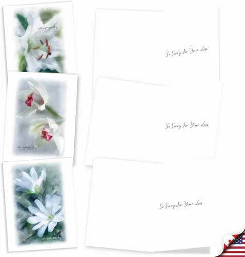 Vista 2 de The Best Card Company - 10 tarjetas de condolencias surtidas en caja (4 x 5.12 pulgadas) - Saludos de condolencia, duelo - Blooming Memories M6598SRG