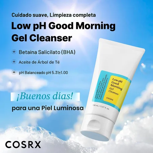 Vista 2 de COSRX Low pH Good Morning Limpiador facial en gel suave, para uso diario, para piel sensible, equilibra el pH, antibrotes, sin parabenos ni sulfatos