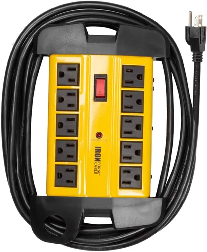 Vista 6 de IRON FORGE CABLE Regleta de alimentación de 4 salidas con protector contra sobretensiones de alta resistencia con disyuntor integrado, cable SJT