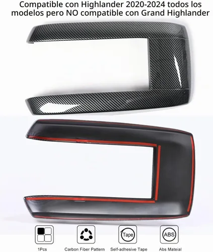 Vista 2 de Funda para caja de reposabrazos de control central para Toyota Highlander 2020-2026, protector de reposabrazos antiarañazos de fácil limpieza