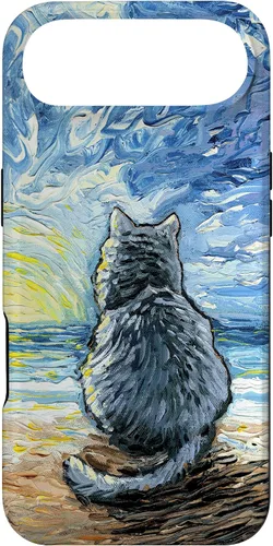 Vista 27 de Nebelung Gray Cat Starry Night Persian Russian Blue Art Case for iPhone 17