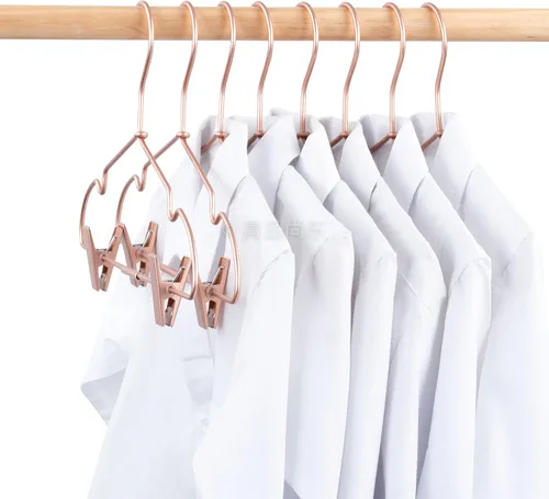 Vista 3 de Perchas de metal para ropa de bebé de 12.5 pulgadas, ganchos de oro rosa, colgador, para niños, pantalones, exhibición, almacenamiento, paquete de 10
