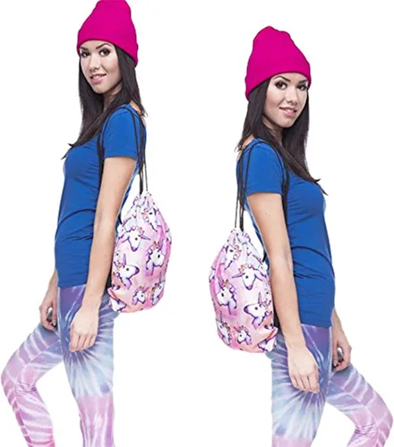 Vista 7 de DRESHOW Unicorn Gifts for Girls Drawstring BackpackMake Up Bag Unicorn Set Children Party
