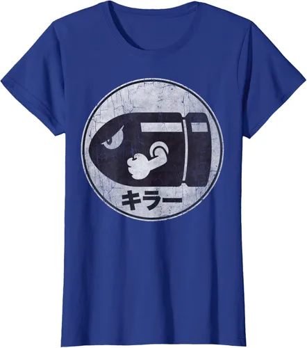 Vista 42 de Super Mario Camiseta con logotipo de Bullet Bill Distressed en Kanji