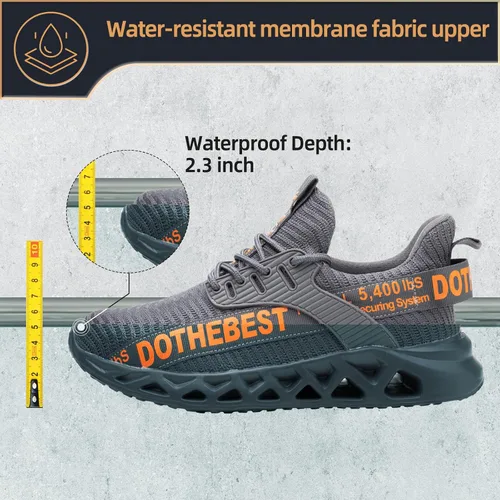 Vista 23 de Furuian - Tenis con punta de acero para hombres y mujeres, zapatos de seguridad ligeros, cómodos, a prueba de pinchazos, zapatos de trabajo