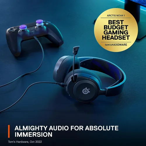 Vista 3 de SteelSeries New Arctis Nova 1P Multi-System Gaming wired Headset Hi-Fi Drivers 360 Spatial Audio Comfort Design Durable