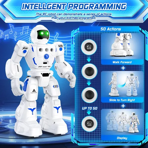 Vista 3 de Juguetes de robot para niños de 3 a 5 años, regalo de robots 2-Blanco