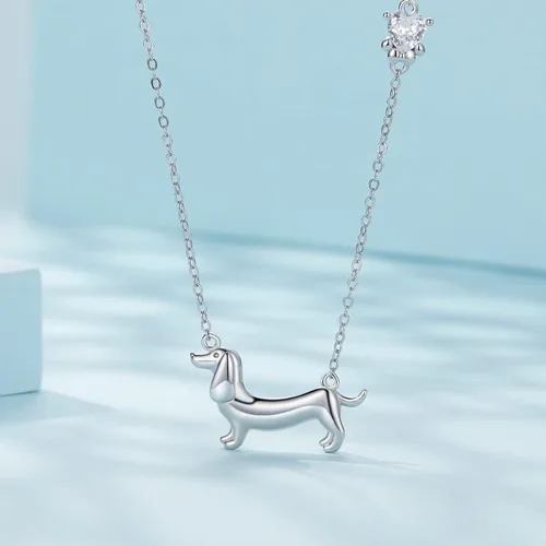 Vista 5 de MUNDELL 925 Sterling Silver Cute Dachshund Pendant Necklaces Cat Animal Necklaces for Women Fine Jewelry