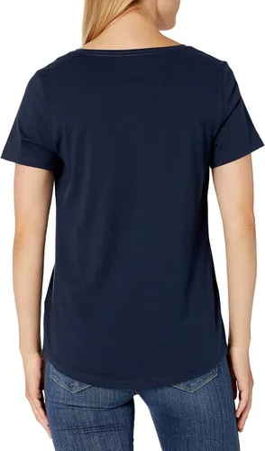 Vista 3 de Tienda Essentials - Camiseta de manga corta con cuello en V para mujer, corte clásico, 100% algodón, 2