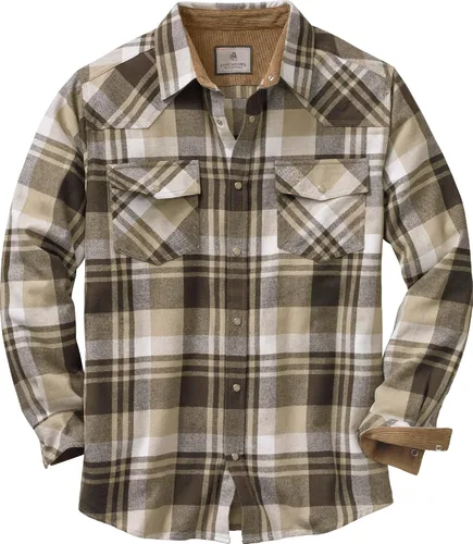 Vista 13 de Legendary Whitetails Camisa de franela para hombre, tipo vaquera, con botones, de algodón cepillado negro espiga