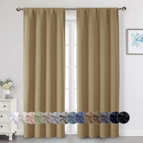 Vista 83 de Cortinas opacas para dormitorio, sala de estar, juego de 2 paneles de 54 pulgadas de largo, cortinas de oscurecimiento de habitación con aislamiento