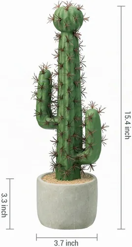 Vista 5 de MyGift Maceta de cemento sintético de 16 pulgadas con diseño de cactus