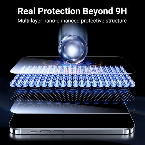 Vista 8 de UltraGlass UNBREAK TOP 9H+ Vidrio para iPhone 13/13 Pro Protector de Pantalla [12FT Grado Militar A Prueba de Roturas] Protector de Pantalla 13/13
