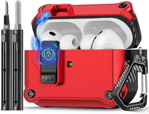 Vista 16 de Pohgelan Compatible con AirPods Pro 2ª/1ª generación, estuche con cierre magnético automático y kit de limpieza, compatible con funda Magsafe - Negro