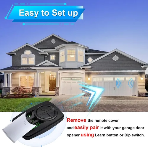 Vista 5 de KLIK5U-SS - Control remoto universal de 2 botones para abridor de puerta de garaje Chamberlain LiftMaster Craftsman, sin llave