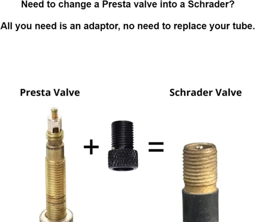 Vista 2 de Presta to Schrader - Adaptador de válvula para bicicleta, neumático de válvula Presta inflado con compresor de aire o bomba de bicicleta regular, 6