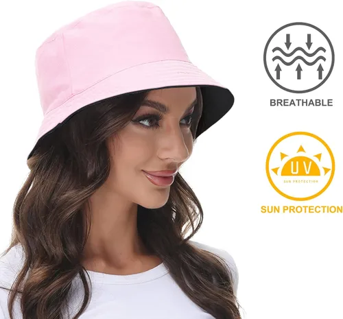 Vista 6 de Sombrero de pescador reversible para mujer, gorra de playa de verano para exteriores