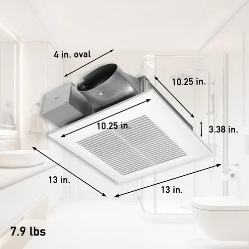 Vista 2 de Panasonic WhisperValue Ventilador Extractor de Baño de Doble Velocidad para Montaje en Techo/Pared, 30 a 100 CFM, FV-0810VSS1