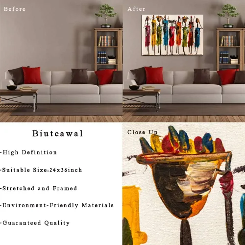 Vista 6 de Biuteawal Arte de pared afroamericano, decoración de mujer india, pinturas fotográficas, obras de arte decorativas abstractas para el hogar