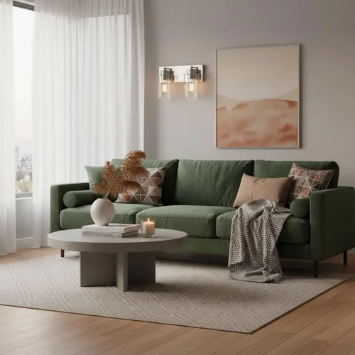 Vista 6 de Lámparas de baño, lámpara de tocador de 2 luces de níquel cepillado, apliques de pared modernos con pantalla de vidrio transparente para pasillo
