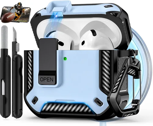 Vista 28 de Funda para AirPods Pro de 2 generación con soporte para teléfono, diseño de interruptor automático de protección completa contra caídas con kit