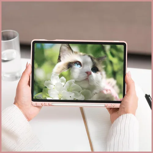 Vista 6 de Funda para Galaxy Tab S9 Ultra/S10 Ultra de 14.6 pulgadas, carcasa trasera transparente de cristal duro. Parachoques de TPU suave flexible