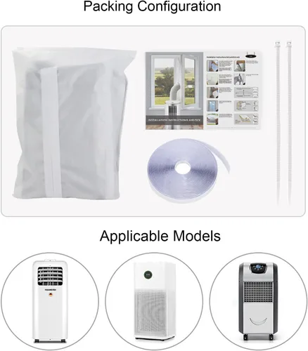 Vista 9 de Kit de deflector universal de aire acondicionado portátil para ventana de aire acondicionado (9.8 pies)