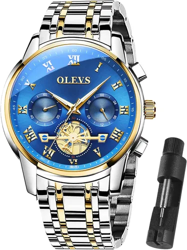Vista 10 de OLEVS Reloj multifunción para hombre, cronógrafo luminoso impermeable con Negro/Negro