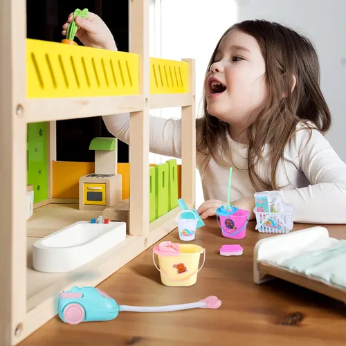 Vista 7 de 22 Piezas de Mini Suministros de Limpieza para Casa de Muñecas en Miniatura, Accesorios para Casa de Muñecas, Accesorios de Decoración de Muebles