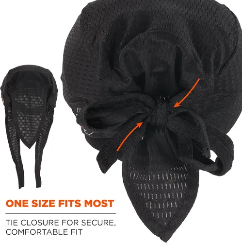 Vista 7 de Ergodyne Skullerz 8948 Mesh Do Rag Bandana y Bump Cap Inserto con Flexión Mejorada, Negro