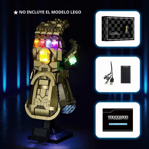 Vista 5 de YEABRICKS Luces LED para bloques de construcción de modelo Lego-76191 Marvel Infinity Gauntlet (el set de Lego NO está incluido)